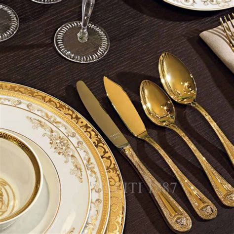 versace medusa gold flatware|versace cutlery sets.